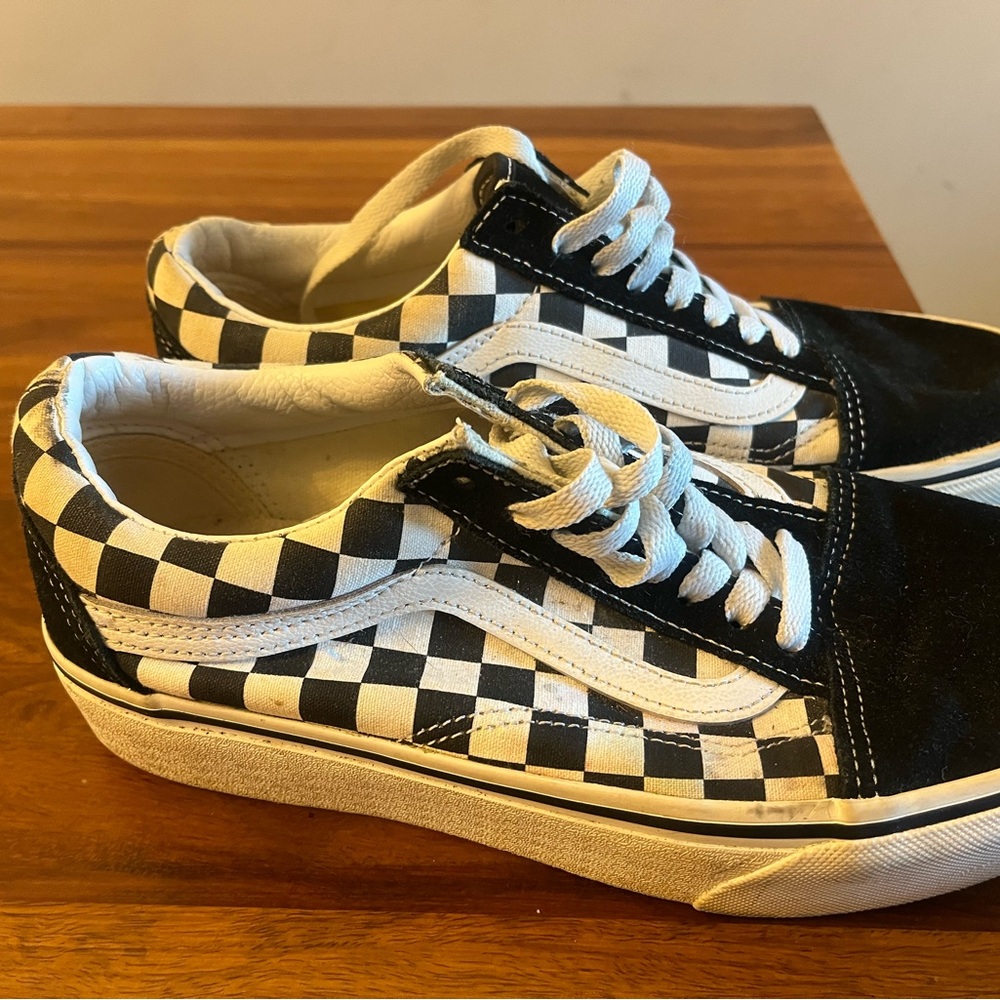 Checkered Vans With 1 In. Platform Bottom. - image 2